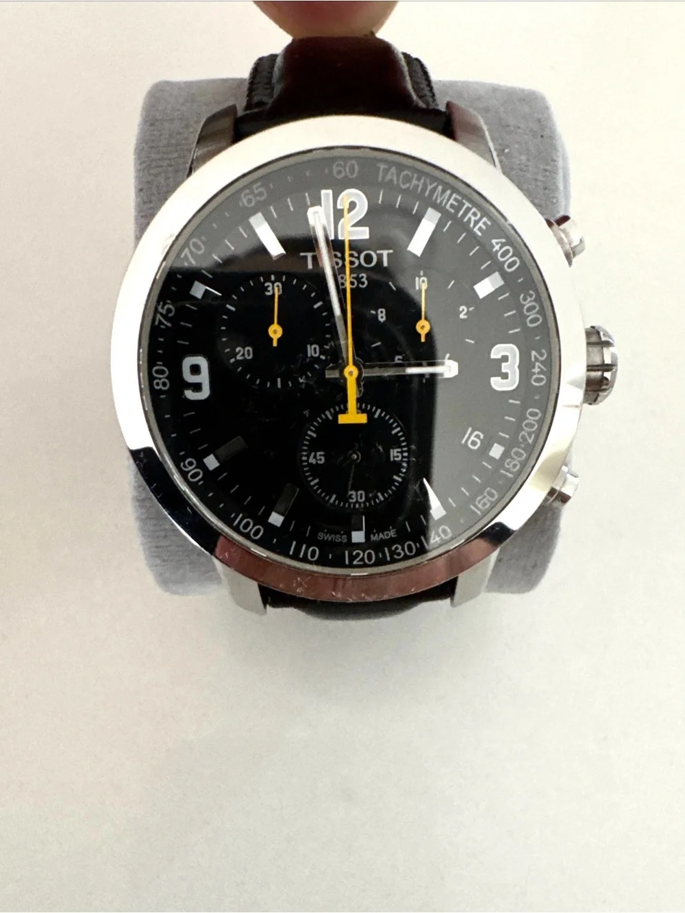 Tissot Black Dial Chronograph with Yellow Accents